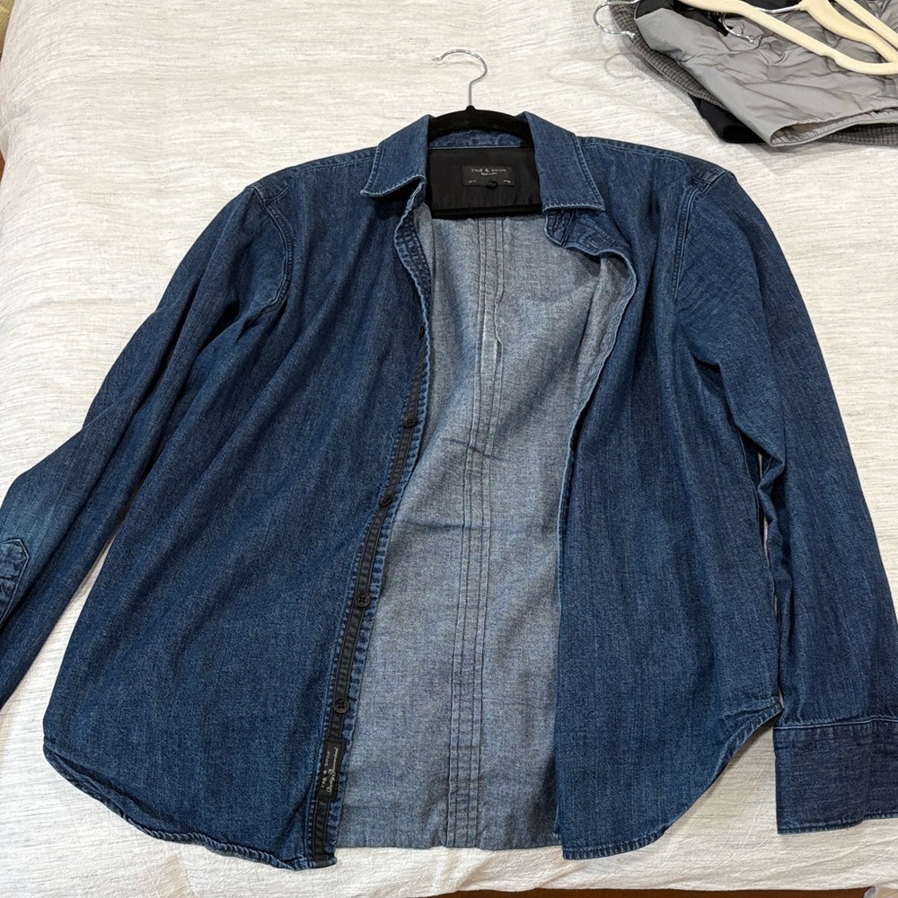Dark Blue Rag & Bone Demin Shirt Men's Medium